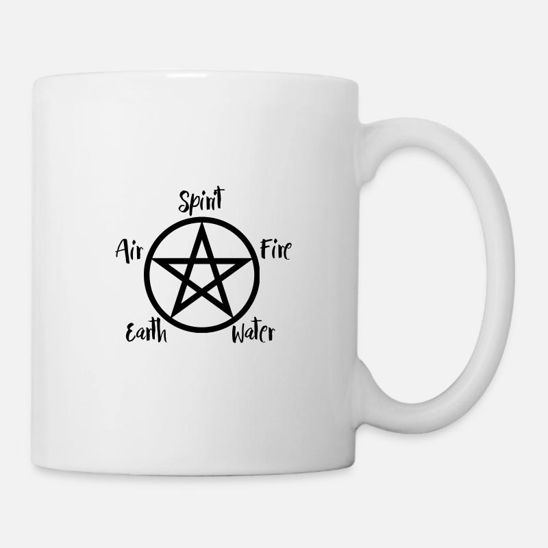 Black pentagram wicca with text - Mug - white