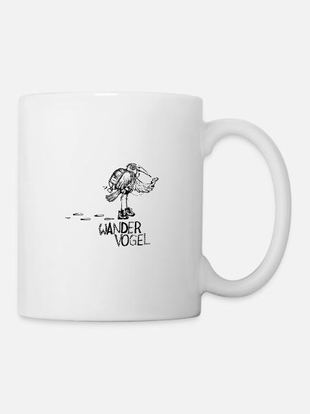 Wandervogel schwarz - Serie Komischer Vogel - Tasse - Weiß