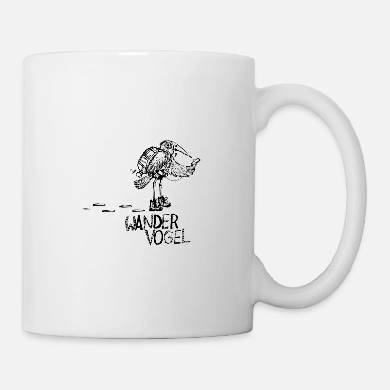 Wandervogel schwarz - Serie Komischer Vogel - Tasse - Weiß