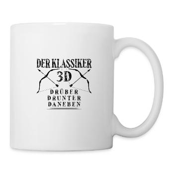 Klassiker 3D Drüber Drunter Daneben Bogenschießen - Tasse - Weiß - Rechts