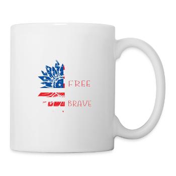 Land der Freien wegen der mutigen patriotischen Bl - Tasse - Weiß - Rechts