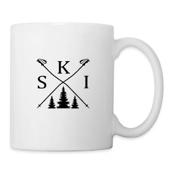 skifahrer ski pulverschnee skipiste - Tasse - Weiß - Rechts