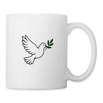 Dove with olive branch in dark style - Mug - white - Right