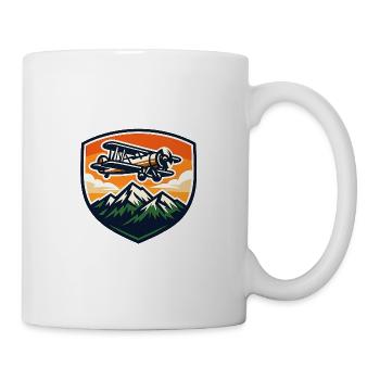 Vintage Flugzeug über Berglandschaft - Tasse - Weiß - Rechts