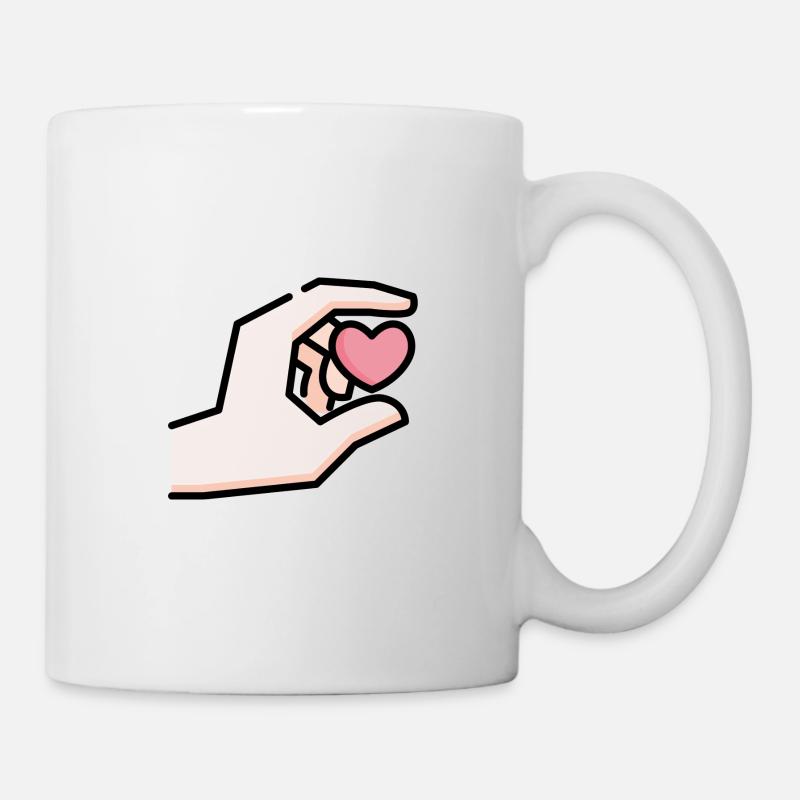 Idée cadeau main avec coeur - Mug blanc - blanc