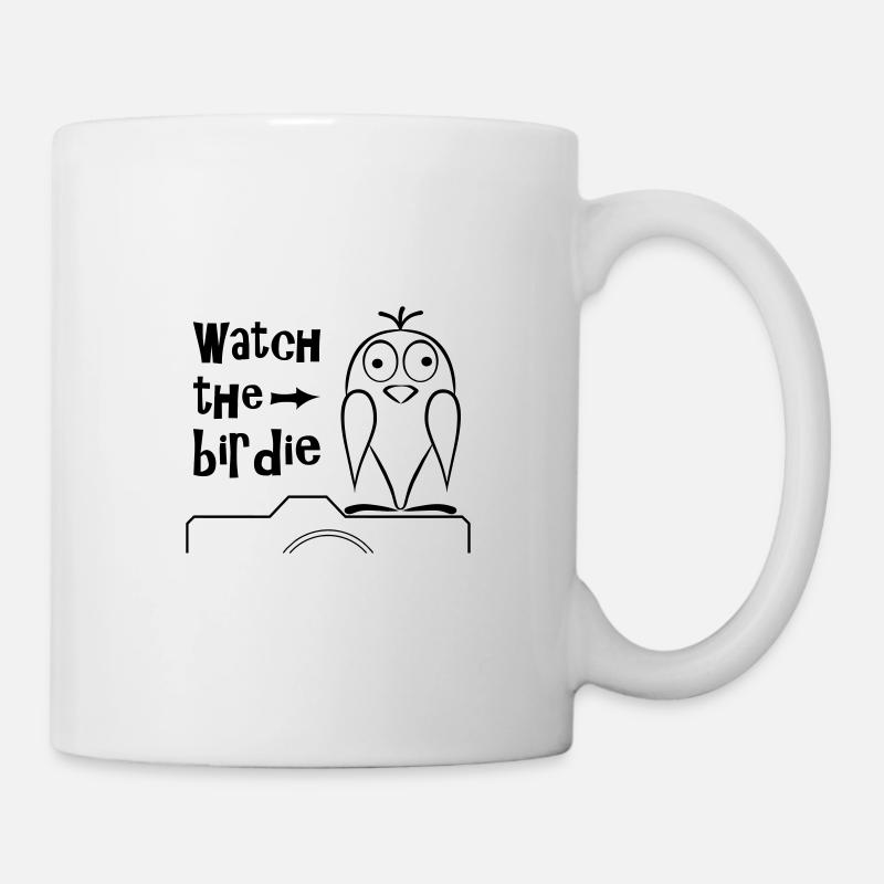 Bird on camera watch the birdy logo - Mug - white