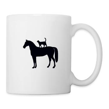 Cheval avec chat - Mug blanc - blanc - Droite