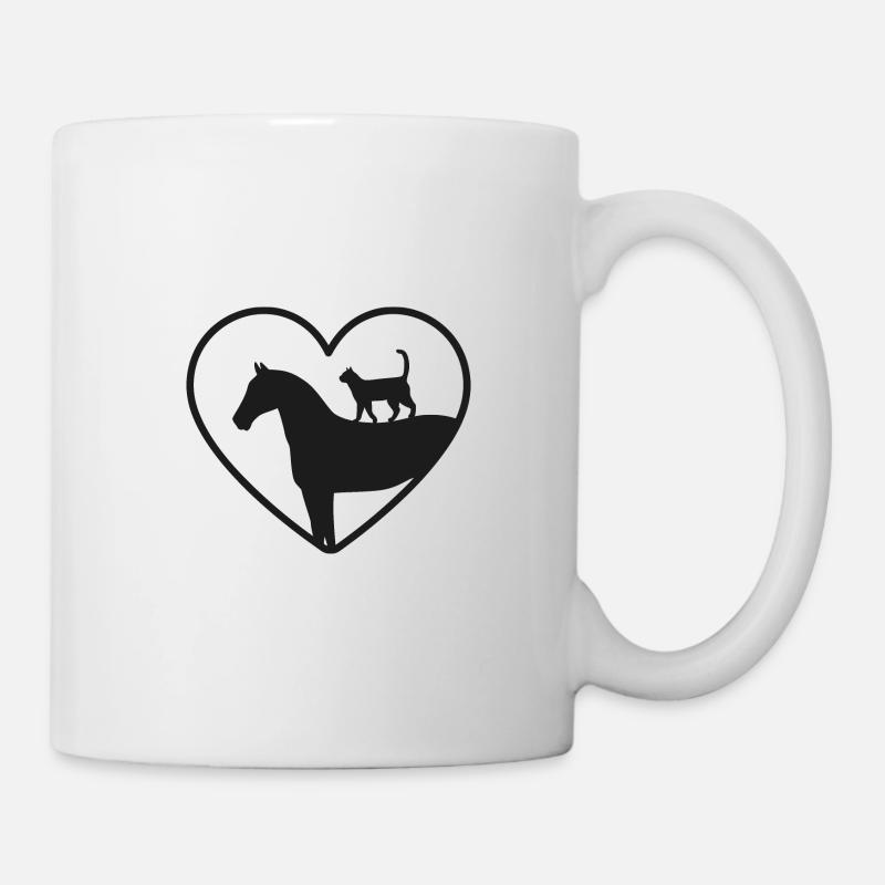 Pferd Katze Herz Liebe - Tasse - Weiß