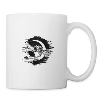 Woman and crescent moon illustration - Mug - white - Right