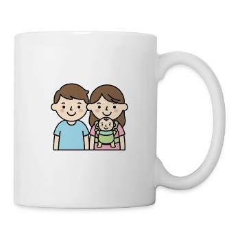 Junge Familie mit Baby | Süße Eltern Cartoon - Tasse - Weiß - Rechts
