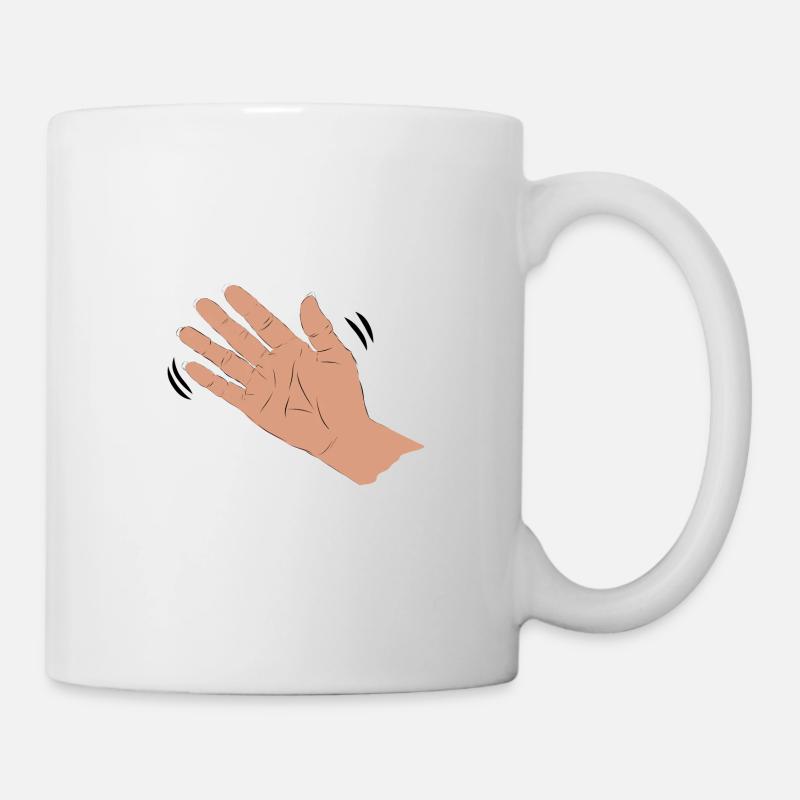 Winkende Hand in Farbe, Geschenkidee zum Abschied - Tasse - Weiß
