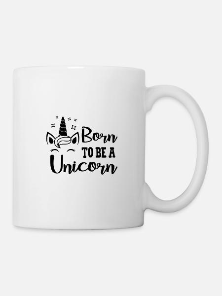 T-shirt unicorn Born To Be A Unicorn gift birth - Mug blanc - blanc