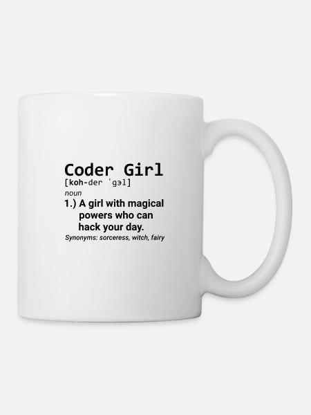 Coder Fille Définition développeur Programmier Girl - Mug blanc - blanc
