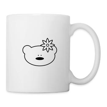 Funny teddy bear with flower in hair - Mug - white - Right
