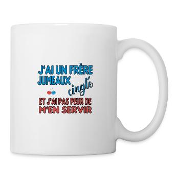 J'ai un frère jumeaux cinglé et je m'en sers - Mug blanc - blanc - Droite