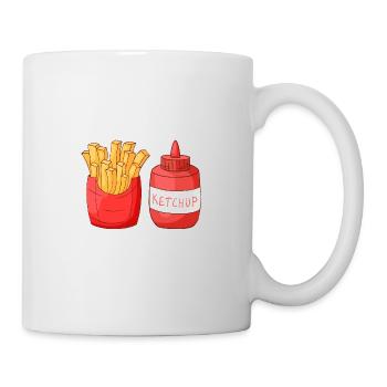 French Fries Pommes Frites Ketchup - Tasse - Weiß - Rechts