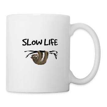 "Slow Life" - Faultier - Tasse - Weiß - Rechts