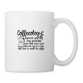 Kaffee Sarkasmus Freunde Glück Freude Cappuccino - Tasse - Weiß - Rechts
