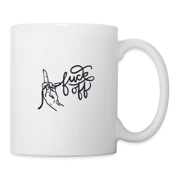 Fuck Off Handlettering schwarz Linie - Tasse - Weiß - Rechts