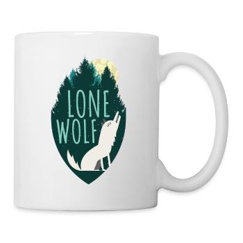 Lone Wolf | Vollmond Mond Geisttier Rudel Geschenk - Tasse - Weiß - Rechts