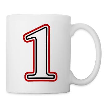 1 Zahl nummer - Tasse - Weiß - Rechts