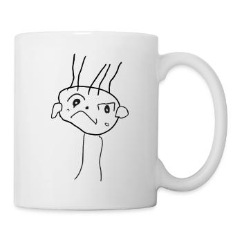 Einfache Strichzeichnung - Gesicht - Herbert - Tasse - Weiß - Rechts