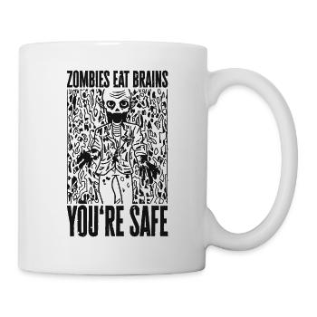 Zombies eat brains - Funny zombie saying - Mug - white - Right