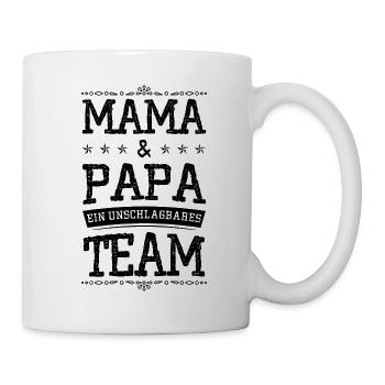 mama und papa team - Tasse - Weiß - Rechts