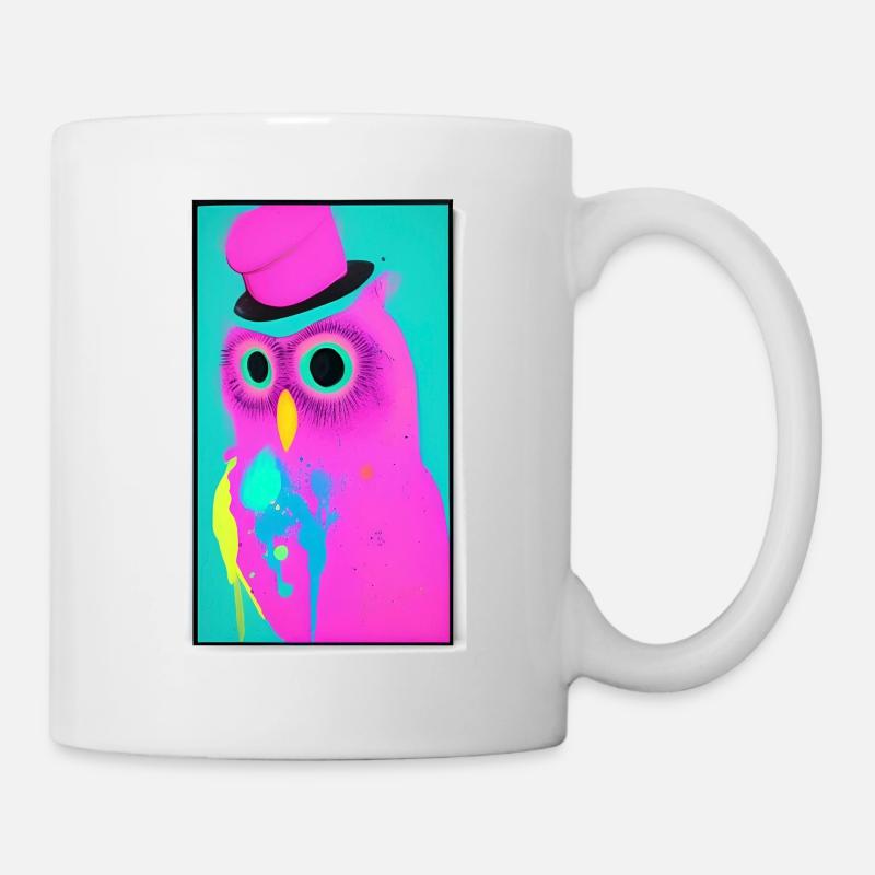 Eule mit Hut - Tasse - Weiß