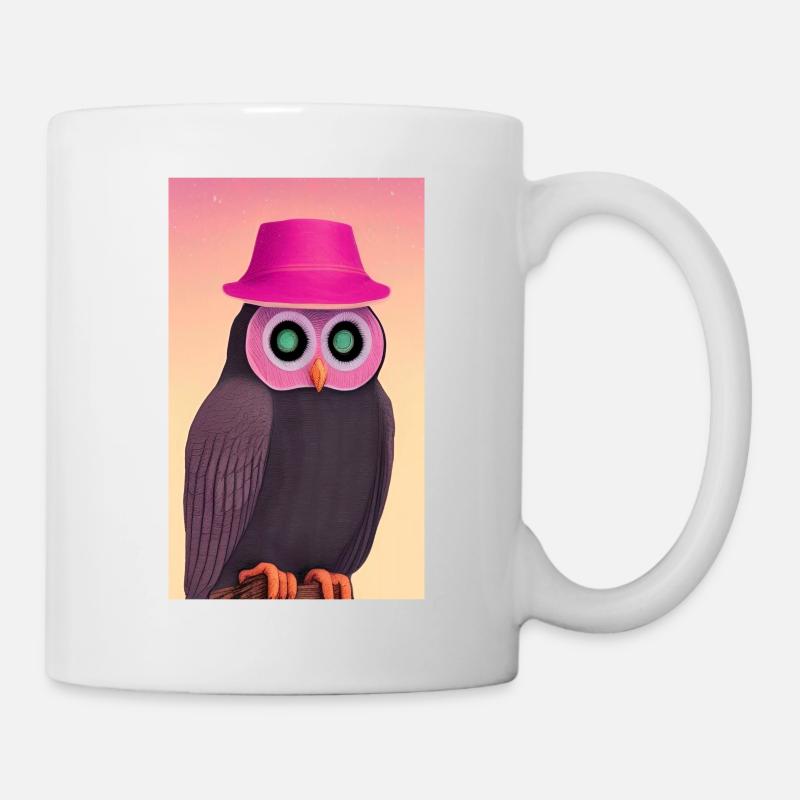 Eule mit Hut - Tasse - Weiß