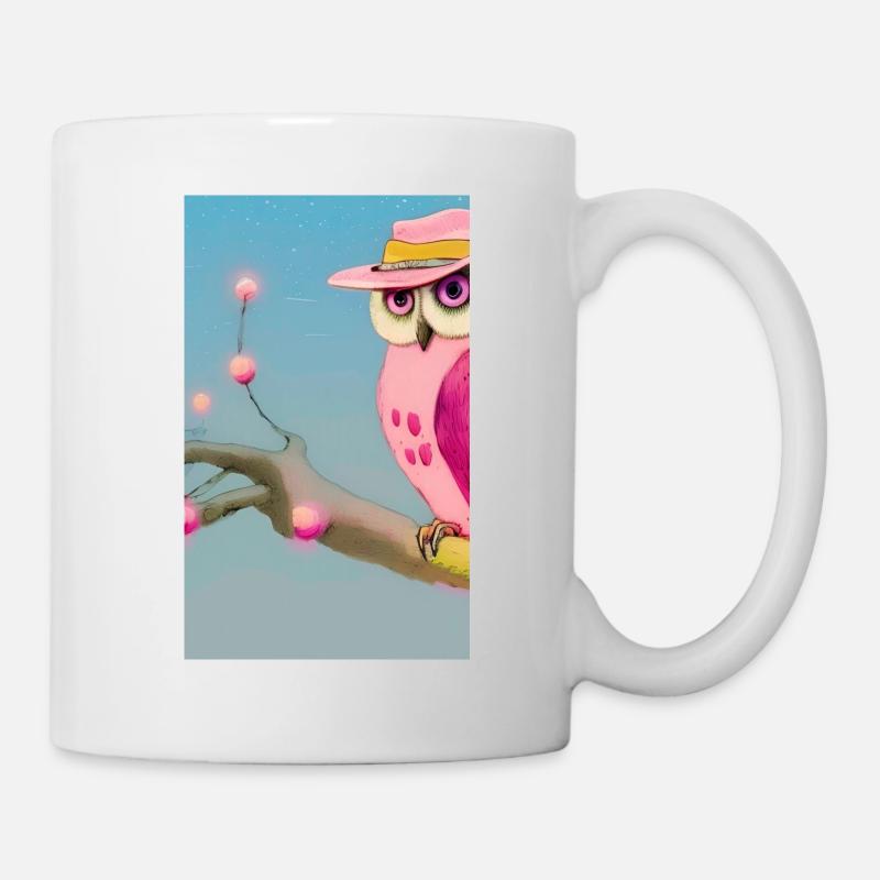 Hibou avec chapeau - Mug blanc - blanc
