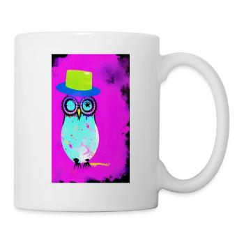Eule mit Hut - Tasse - Weiß - Rechts