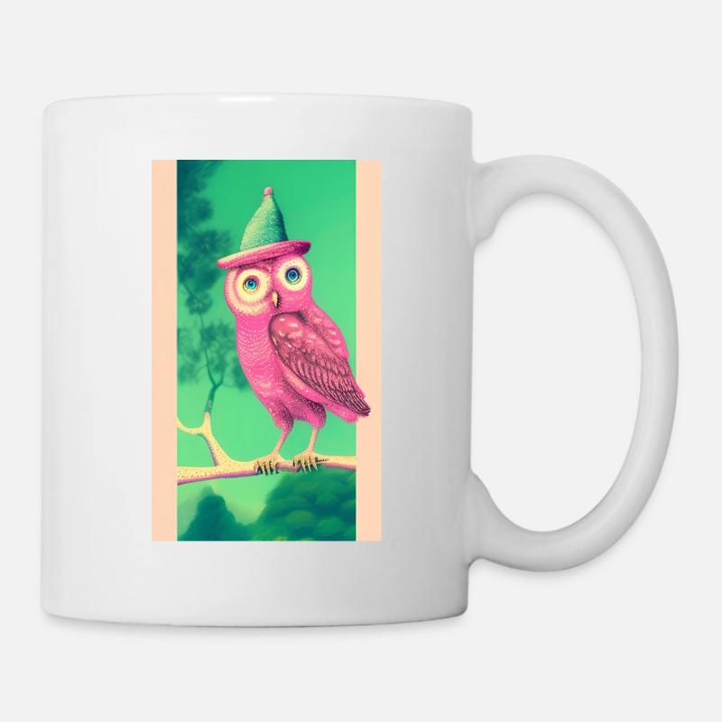 Owl with hat - Mug - white
