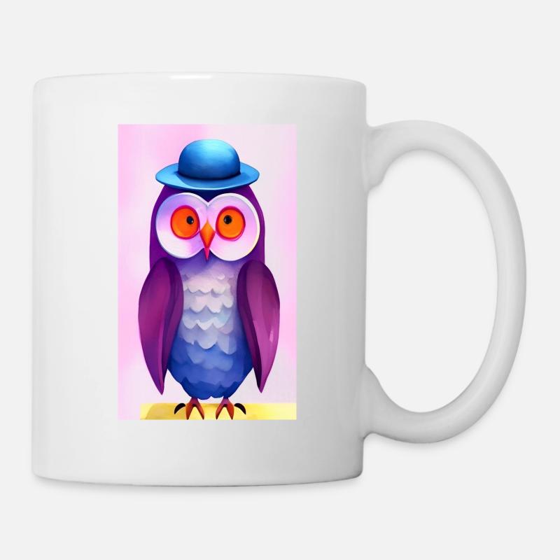 Eule mit Hut - Tasse - Weiß
