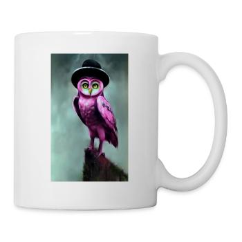 Eule mit Hut - Tasse - Weiß - Rechts