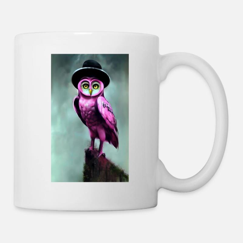 Eule mit Hut - Tasse - Weiß