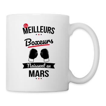 Les meilleurs boxeurs naissent en Mars - Mug blanc - blanc - Droite