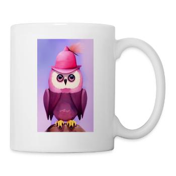 Eule mit Hut - Tasse - Weiß - Rechts