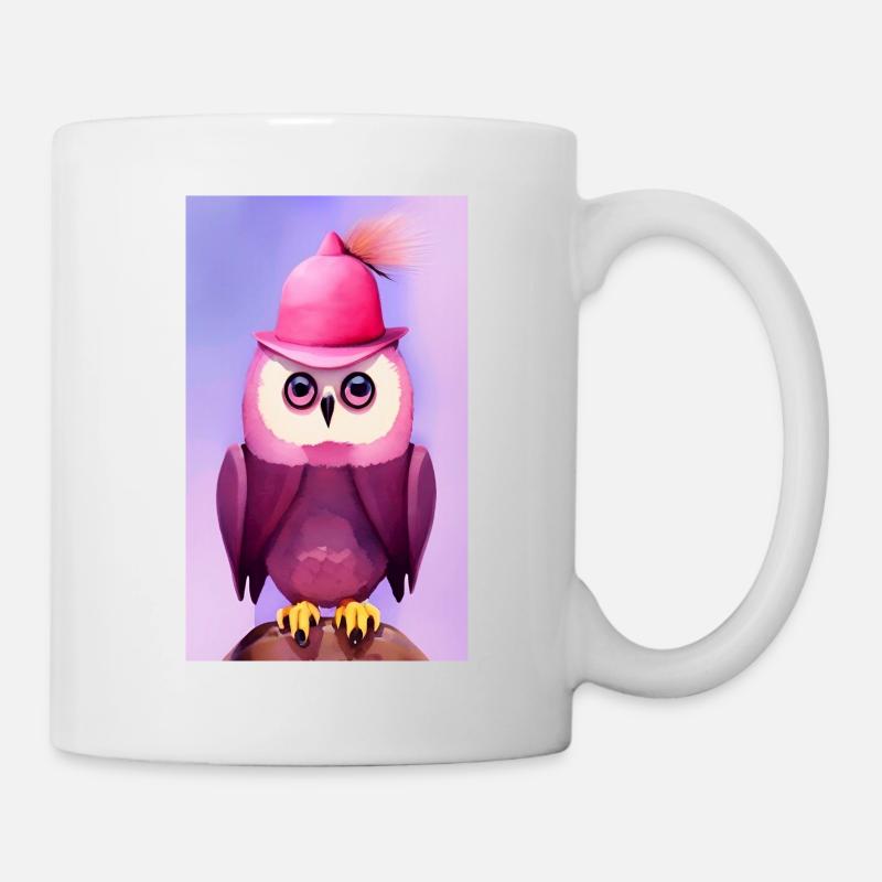 Hibou avec chapeau - Mug blanc - blanc