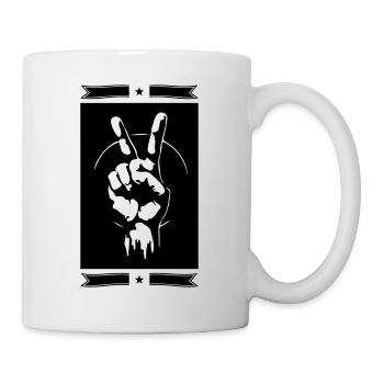 Frieden Hand Zeichen Peace - Tasse - Weiß - Rechts
