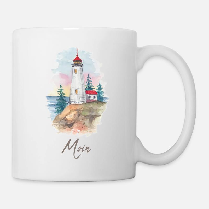 Lighthouse on cliffs - Mug - white