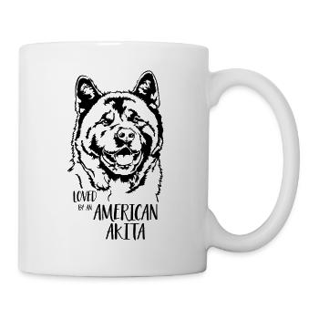 Aimé par un chien Akita américain disant Wilsigns - Mug blanc - blanc - Droite
