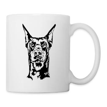 Dobermann Portrait Dobi Dobie Hund Hunde Wilsigns - Tasse - Weiß - Rechts