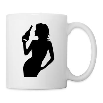 Party Frau Silhouette Feiern Flasche - Tasse - Weiß - Rechts