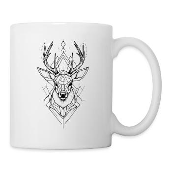 Hirsch Hirschgeweih Geometrisch Tier Wald Natur - Tasse - Weiß - Rechts