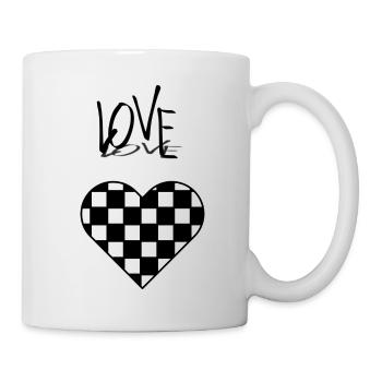 Stilvolles Herz Karo Look - Tasse - Weiß - Rechts