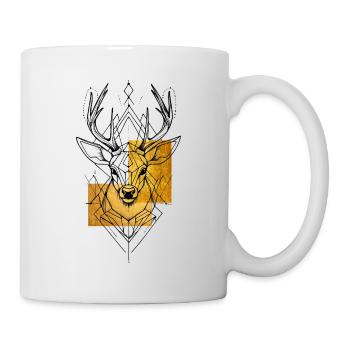 Hirsch Hirschgeweih Tier Geometrisch Gold Kunst - Tasse - Weiß - Rechts