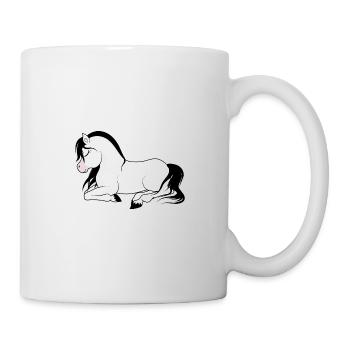Liegendes Pony - Tasse - Weiß - Rechts