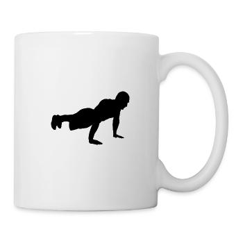 Push up pushups silhouette man - Mug - white - Right