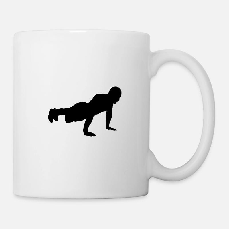 Push up Liegestütze Silhouette Mann - Tasse - Weiß